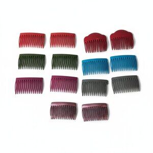 Vintage Side Hair Combs Lot‎ 14 Red Green Blue Gray Purple 80s Retro Hairstyles